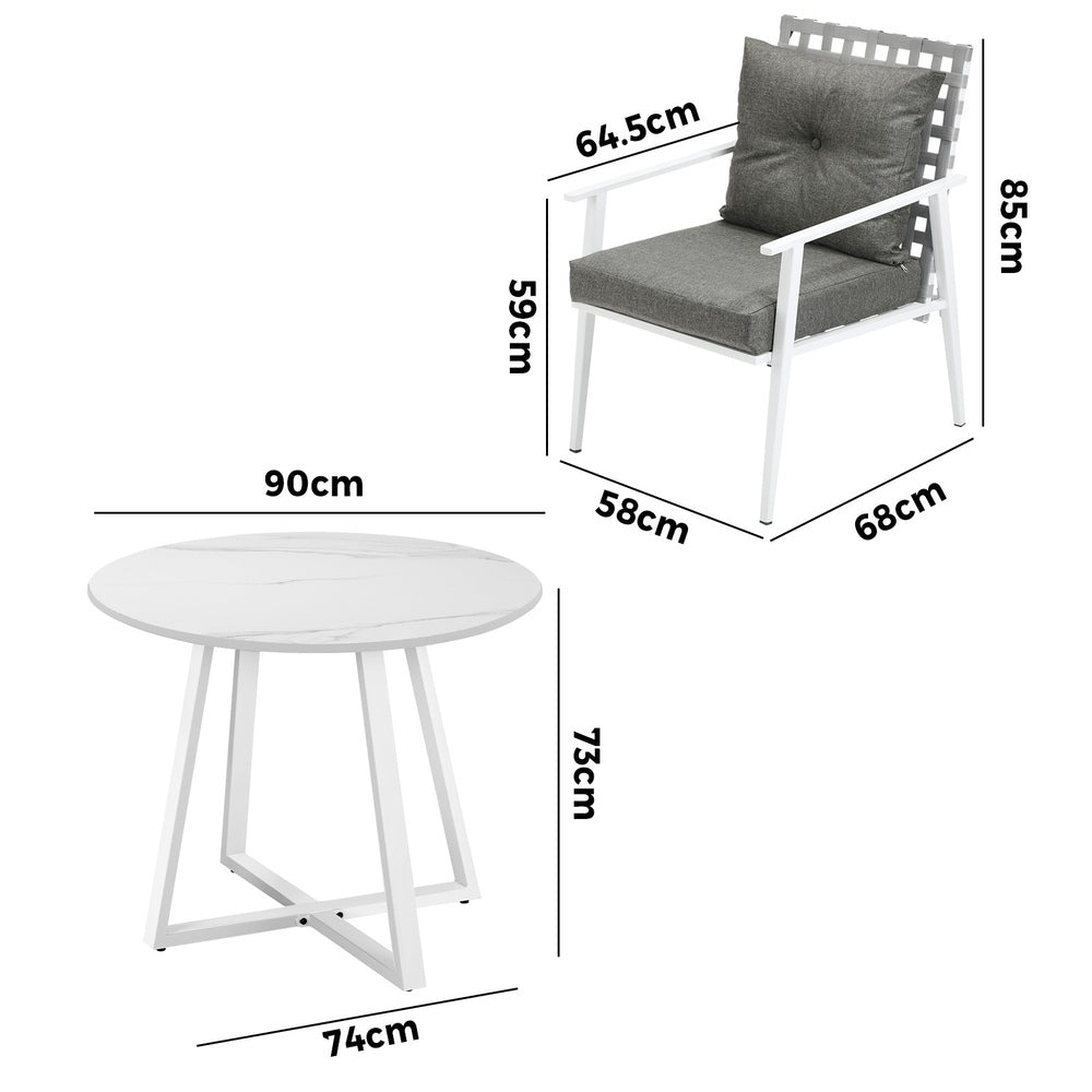 Livsip Outdoor Dining Set 3PCS Round Table Rattan Chair-Outdoor Dining Set-PEROZ Accessories