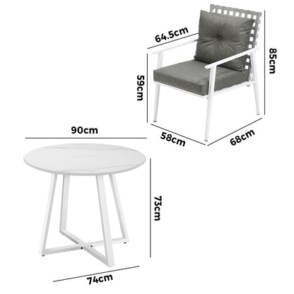 Livsip Outdoor Dining Set 3PCS Round Table Rattan Chair-Outdoor Dining Set-PEROZ Accessories