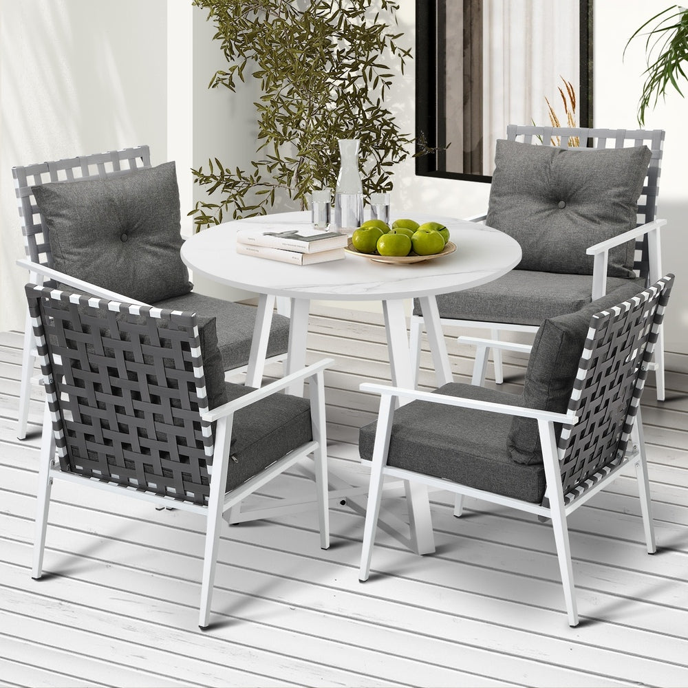 Livsip Outdoor Dining Set 5PCS Round Table Rattan Chair-Outdoor Dining Set-PEROZ Accessories