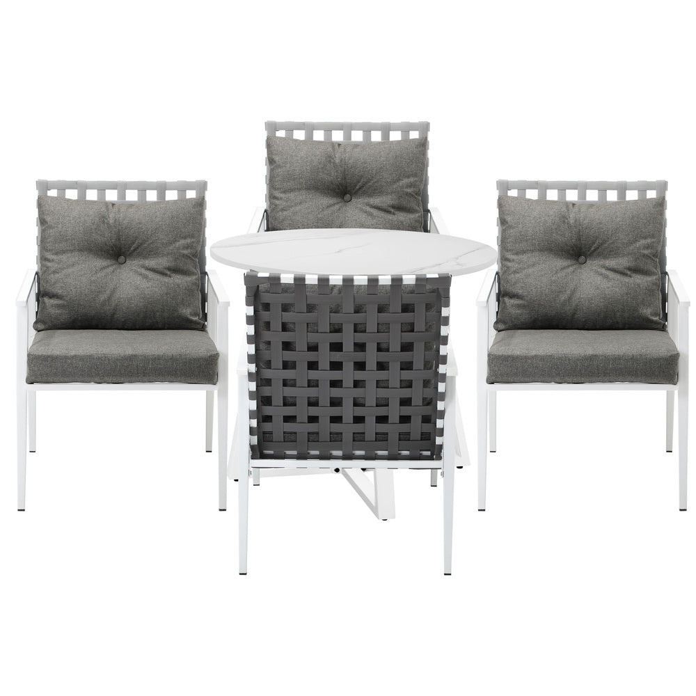 Livsip Outdoor Dining Set 5PCS Round Table Rattan Chair-Outdoor Dining Set-PEROZ Accessories