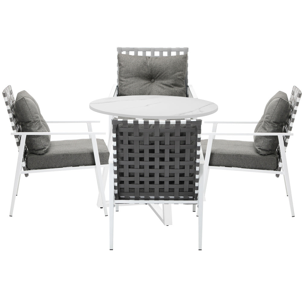 Livsip Outdoor Dining Set 5PCS Round Table Rattan Chair-Outdoor Dining Set-PEROZ Accessories