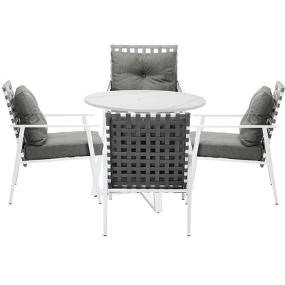 Livsip Outdoor Dining Set 5PCS Round Table Rattan Chair-Outdoor Dining Set-PEROZ Accessories