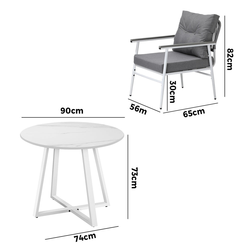 Livsip Outdoor Dining Set Patio Setting 2 Seater Round Table-Outdoor Dining Set-PEROZ Accessories