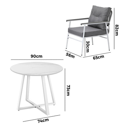 Livsip Outdoor Dining Set Patio Setting 2 Seater Round Table-Outdoor Dining Set-PEROZ Accessories