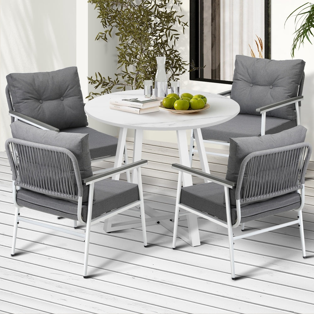Livsip Outdoor Dining Set Patio Setting 4 Seater Round Table-Outdoor Dining Set-PEROZ Accessories