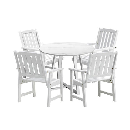 Livsip 5PCS Outdoor Dining Set Table&amp;Solid Wood Chair-Outdoor Dining Sets-PEROZ Accessories