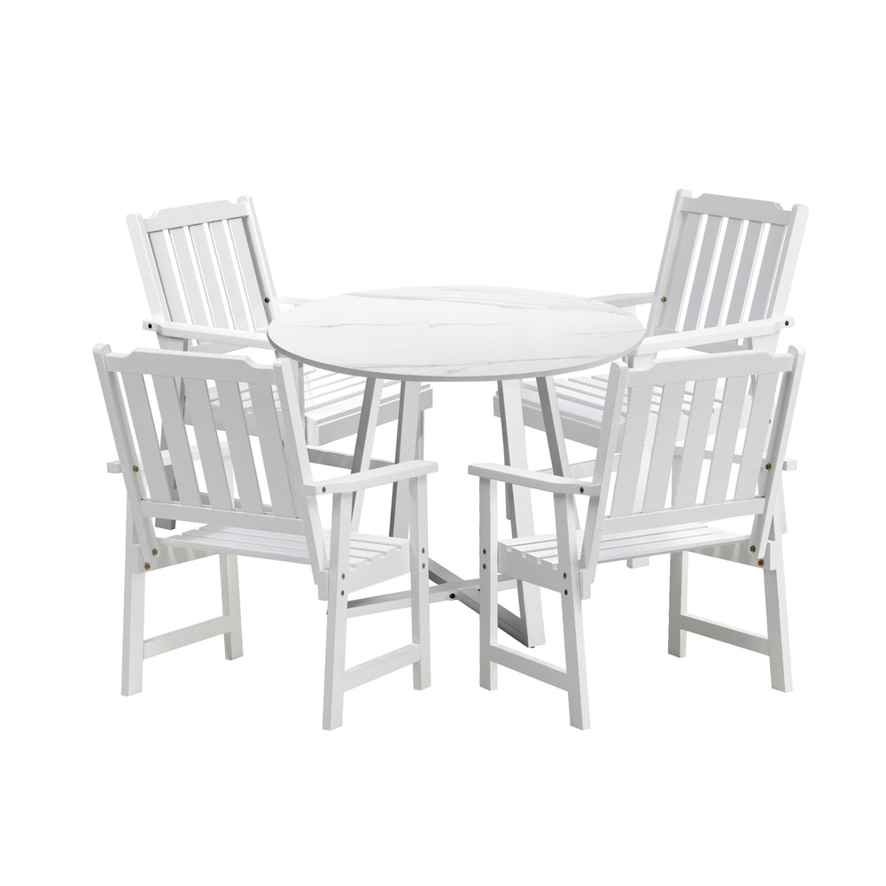 Livsip 5PCS Outdoor Dining Set Table&amp;Solid Wood Chair-Outdoor Dining Sets-PEROZ Accessories