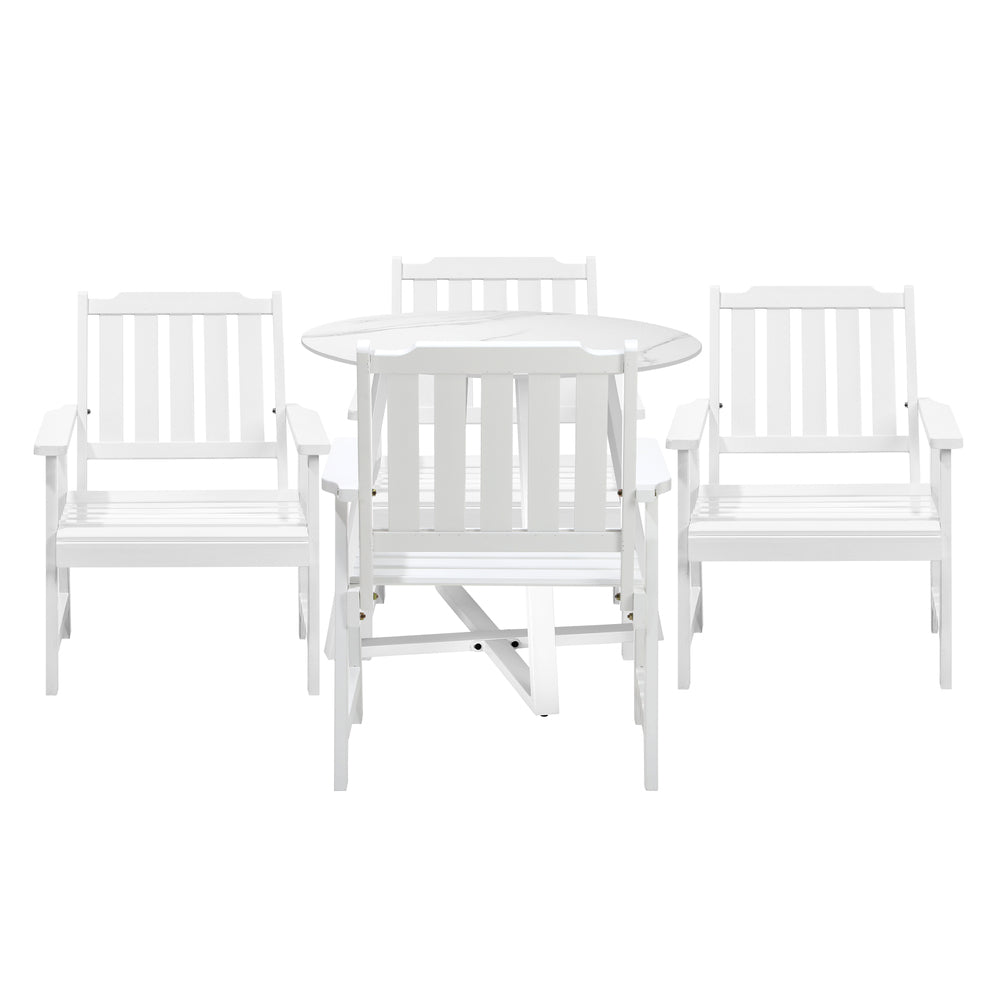 Livsip 5PCS Outdoor Dining Set Table&amp;Solid Wood Chair-Outdoor Dining Sets-PEROZ Accessories