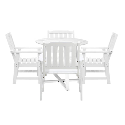 Livsip 5PCS Outdoor Dining Set Table&amp;Solid Wood Chair-Outdoor Dining Sets-PEROZ Accessories