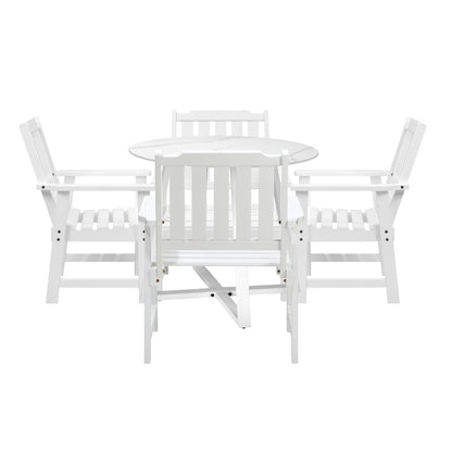 Livsip 5PCS Outdoor Dining Set Table&amp;Solid Wood Chair-Outdoor Dining Sets-PEROZ Accessories