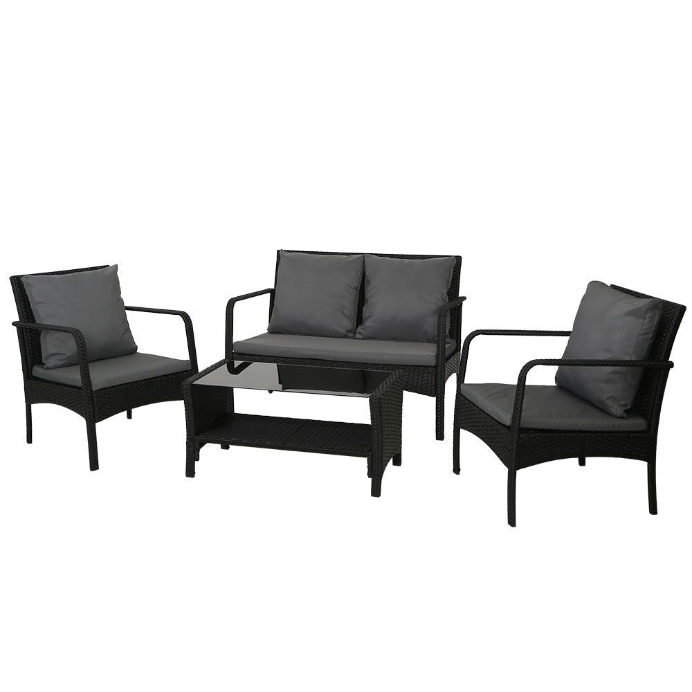 Gardeon Outdoor Sofa Set Lounge Setting Wicker Table and Chairs Garden Patio Furniture-Outdoor Sofa Sets-PEROZ Accessories