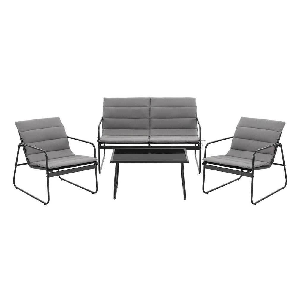 Gardeon 4PCS Outdoor Sofa Set Table and Chairs Cushion textilene Patio Furniture-Furniture &gt; Outdoor &gt; Outdoor Sofas &amp; Lounge Sets-PEROZ Accessories