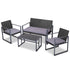 Gardeon 4 PCS Outdoor Sofa Set Rattan Furniture Glass Top Table Chairs Black-Outdoor Furniture Sets-PEROZ Accessories