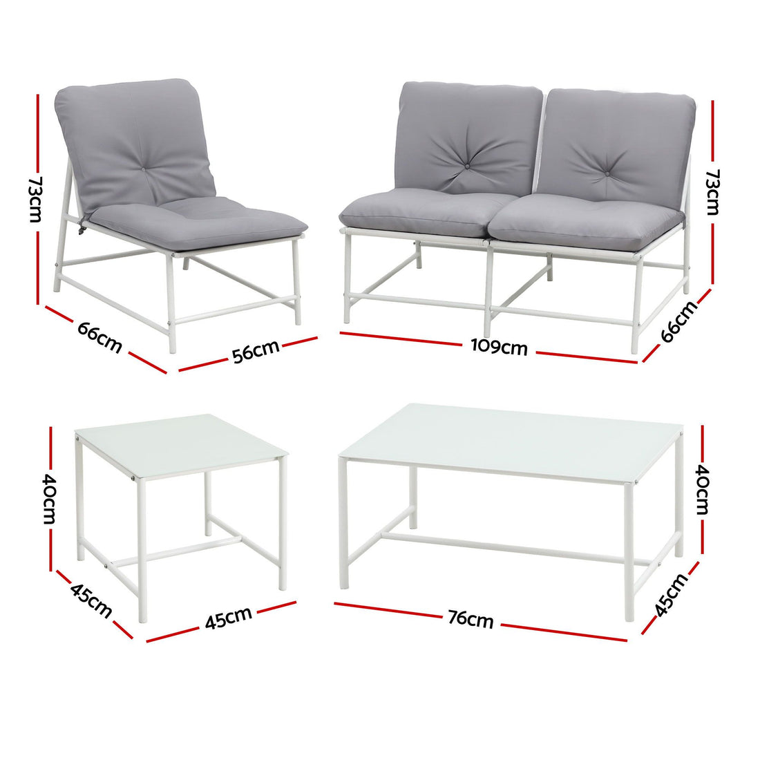 Gardeon 5-Piece Outdoor Sofa Set with Cushions table and Chairs White-Furniture > Outdoor > Outdoor Sofas &amp; Lounge Sets-PEROZ Accessories