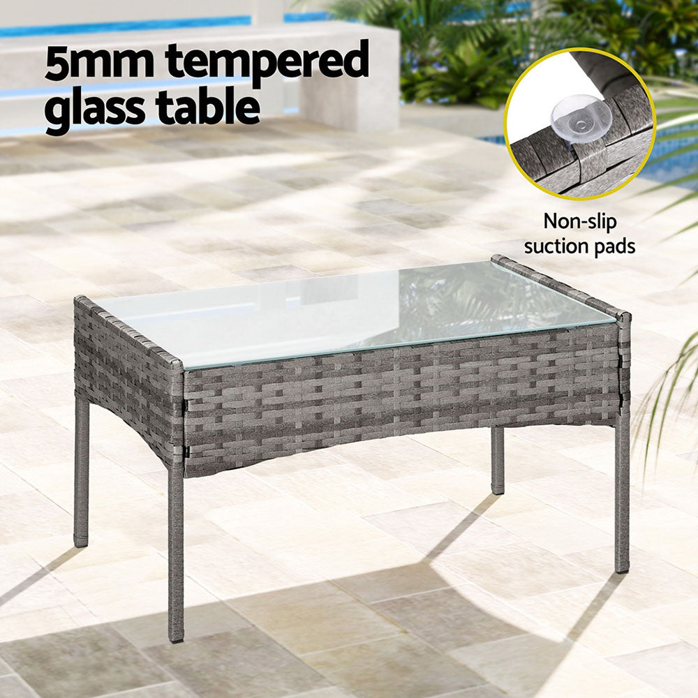 Gardeon 4 Seater Outdoor Sofa Set Wicker Setting Table Chair Furniture Grey-Furniture &gt; Outdoor-PEROZ Accessories
