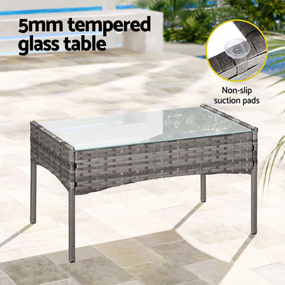 Gardeon 4 Seater Outdoor Sofa Set Wicker Setting Table Chair Furniture Grey-Furniture &gt; Outdoor-PEROZ Accessories