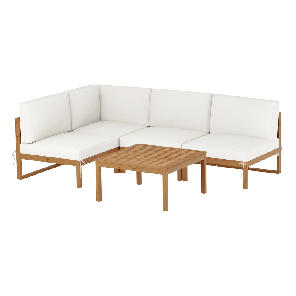 Gardeon 4-Seater Outdoor Sofa Set Wooden Lounge Setting 5PCS-Furniture &gt; Outdoor &gt; Outdoor Sofas &amp; Lounge Sets-PEROZ Accessories