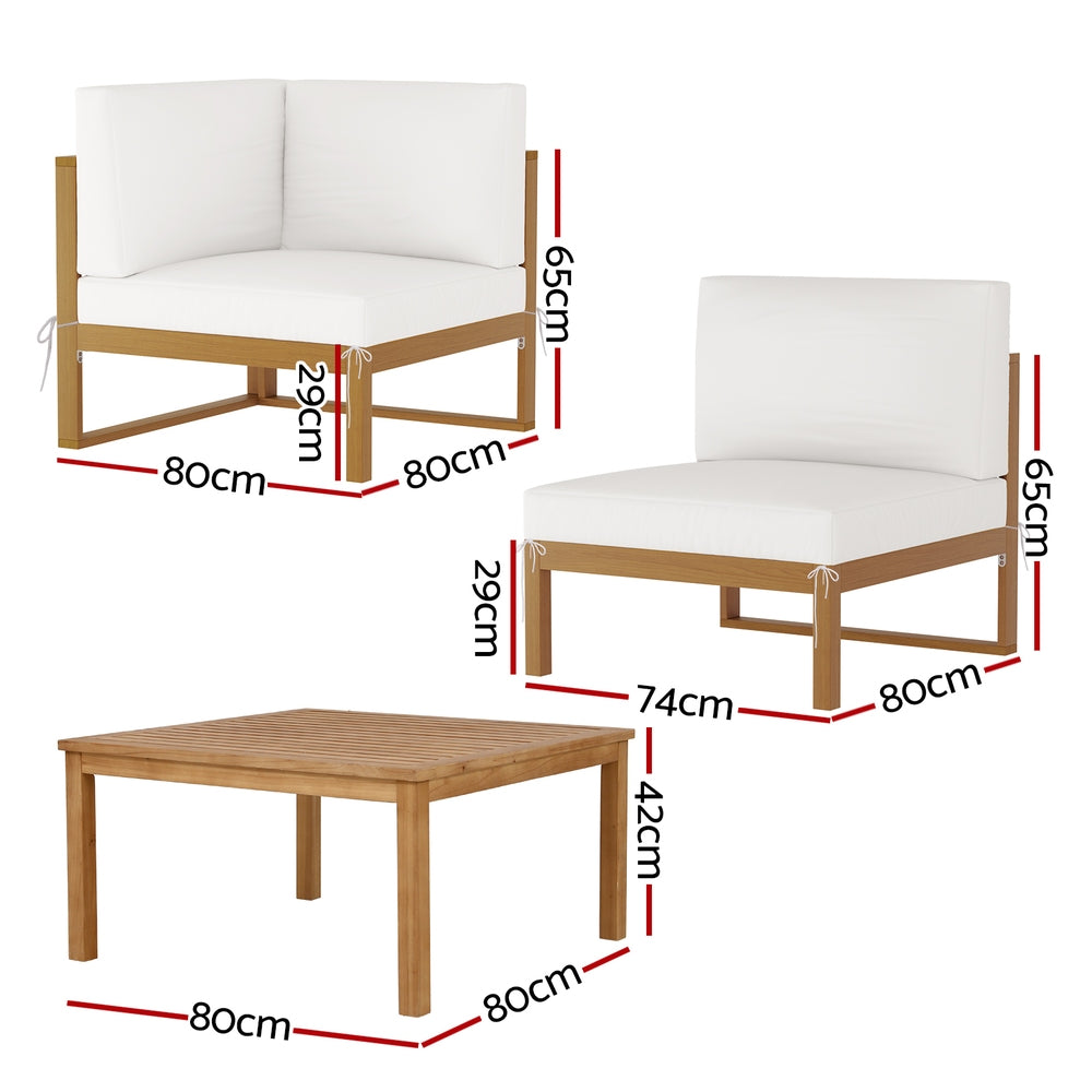 Gardeon 4-Seater Outdoor Sofa Set Wooden Lounge Setting 5PCS-Furniture &gt; Outdoor &gt; Outdoor Sofas &amp; Lounge Sets-PEROZ Accessories