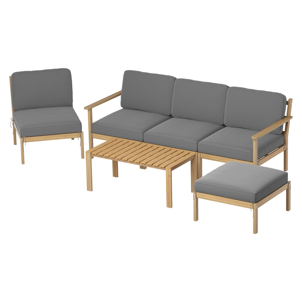 Gardeon 5-Seater Outdoor Sofa Set Wooden Lounge Setting 6PCS-Furniture &gt; Outdoor &gt; Outdoor Sofas &amp; Lounge Sets-PEROZ Accessories