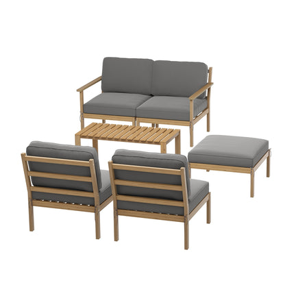 Gardeon 5-Seater Outdoor Sofa Set Wooden Lounge Setting 6PCS-Furniture &gt; Outdoor &gt; Outdoor Sofas &amp; Lounge Sets-PEROZ Accessories