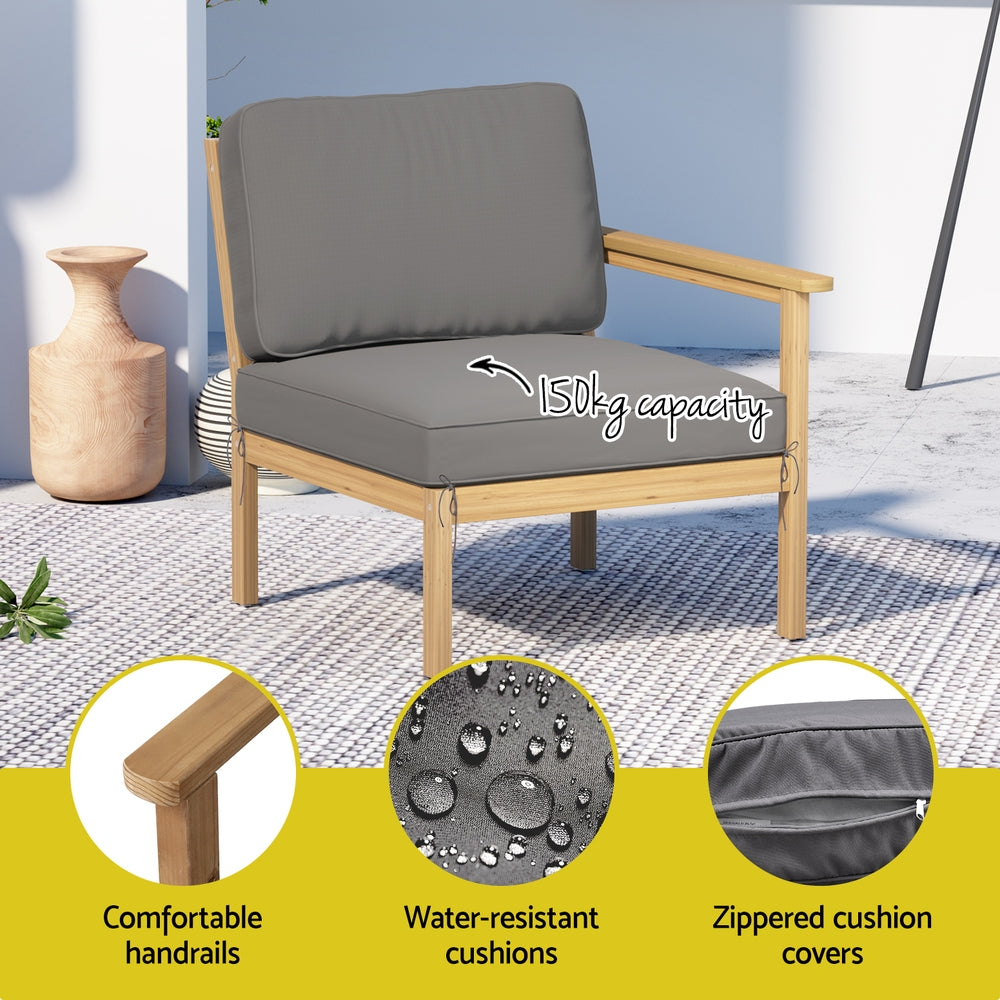 Gardeon 5-Seater Outdoor Sofa Set Wooden Lounge Setting 6PCS-Furniture &gt; Outdoor &gt; Outdoor Sofas &amp; Lounge Sets-PEROZ Accessories