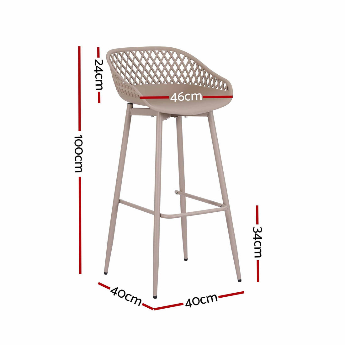 Gardeon 2PC Outdoor Bar Stools Plastic Metal Dining Chair Patio Furniture Coffee-Furniture > Bar Stools &amp; Chairs > Table &amp; Bar Stools-PEROZ Accessories