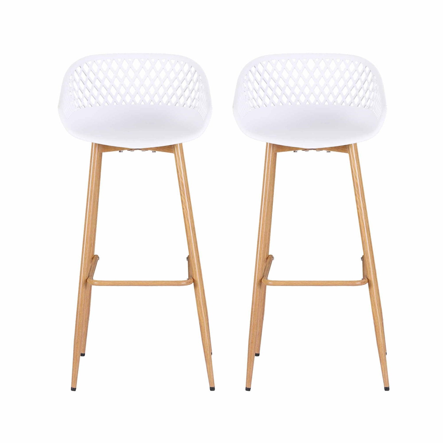 Gardeon 2PC Outdoor Bar Stools Plastic Metal Dining Chair Patio Furniture White