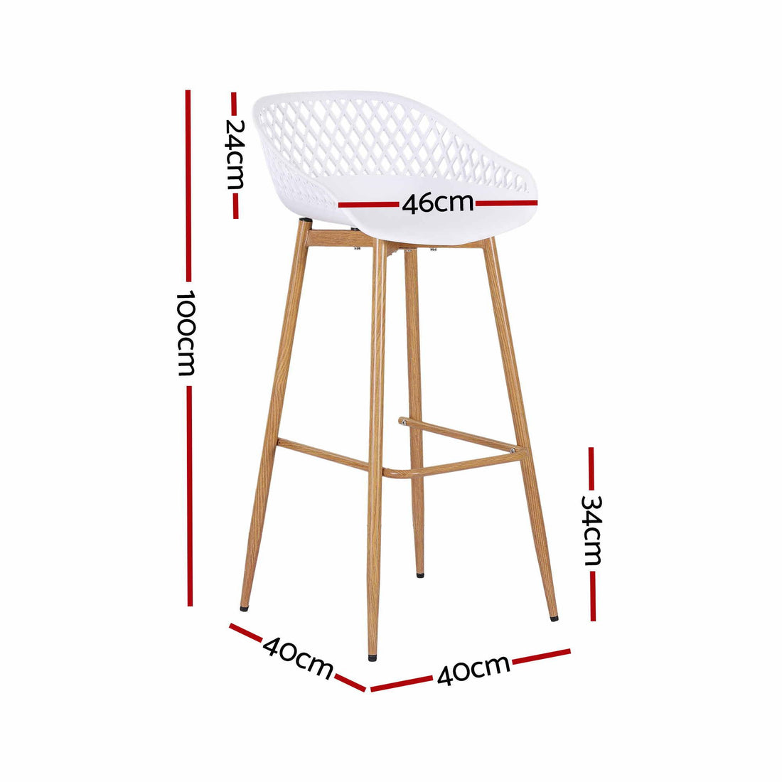 Gardeon 4-Piece Outdoor Bar Stools Plastic Metal Dining Chair Balcony White-Furniture > Bar Stools &amp; Chairs > Table &amp; Bar Stools-PEROZ Accessories