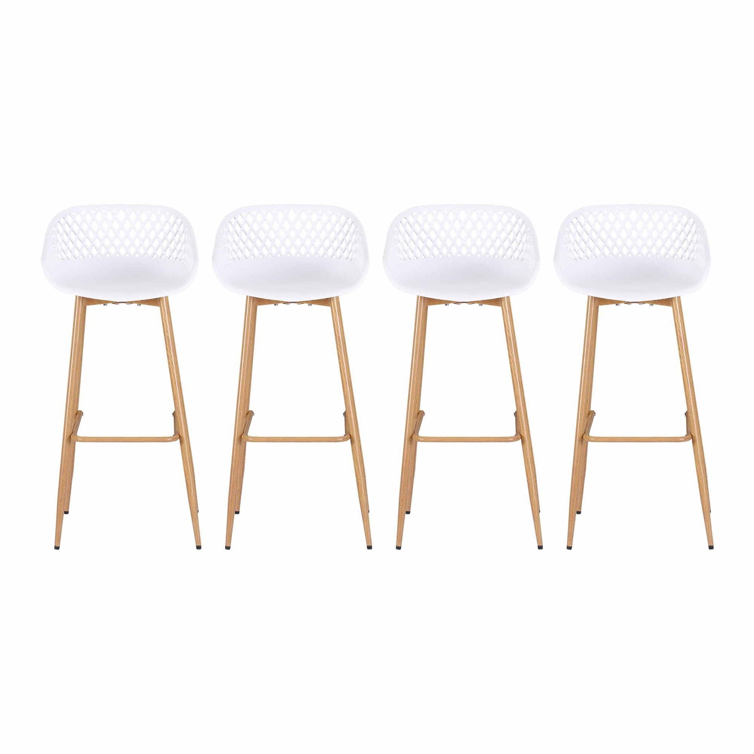 Gardeon 4-Piece Outdoor Bar Stools Plastic Metal Dining Chair Balcony White