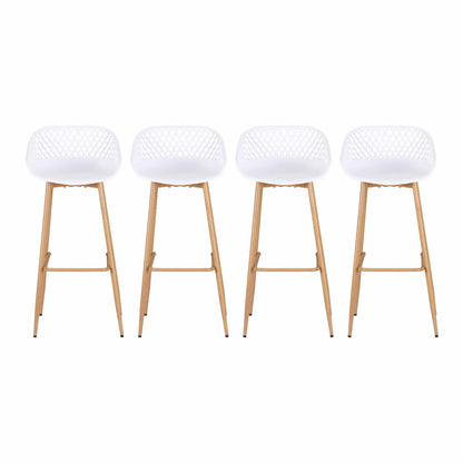 Gardeon 4-Piece Outdoor Bar Stools Plastic Metal Dining Chair Balcony White