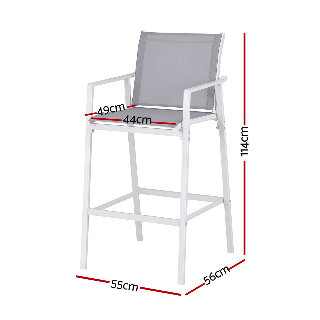 Gardeon 2PC Outdoor Bar Stools Dining Chairs Patio Furniture Garden Steel Textilene White-Furniture > Bar Stools &amp; Chairs > Table &amp; Bar Stools-PEROZ Accessories