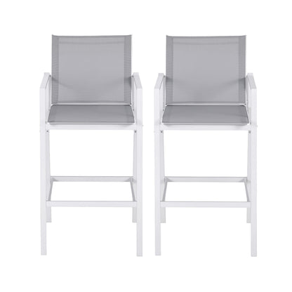 Gardeon 2PC Outdoor Bar Stools Dining Chairs Patio Furniture Garden Steel Textilene White-Furniture > Bar Stools &amp; Chairs > Table &amp; Bar Stools-PEROZ Accessories