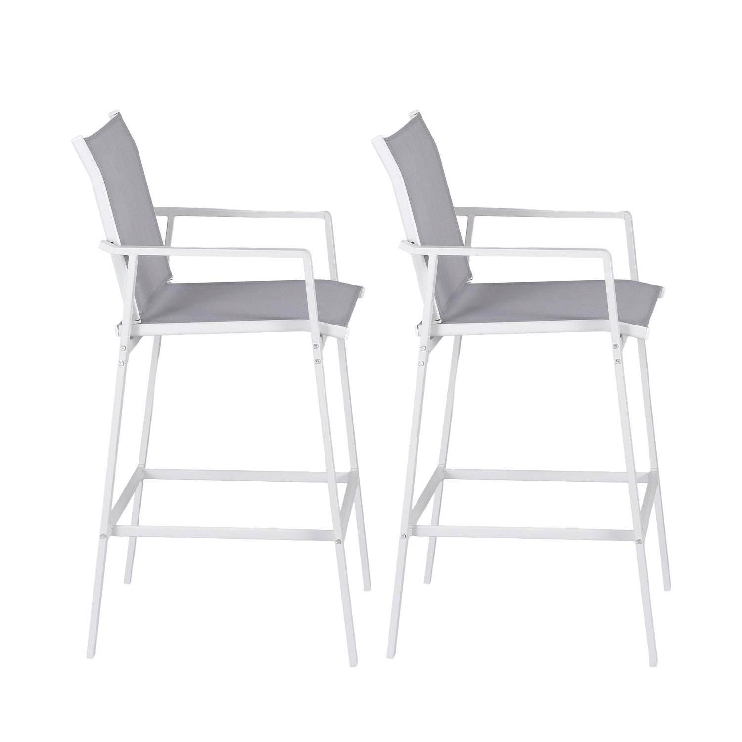 Gardeon 2PC Outdoor Bar Stools Dining Chairs Patio Furniture Garden Steel Textilene White-Furniture > Bar Stools &amp; Chairs > Table &amp; Bar Stools-PEROZ Accessories