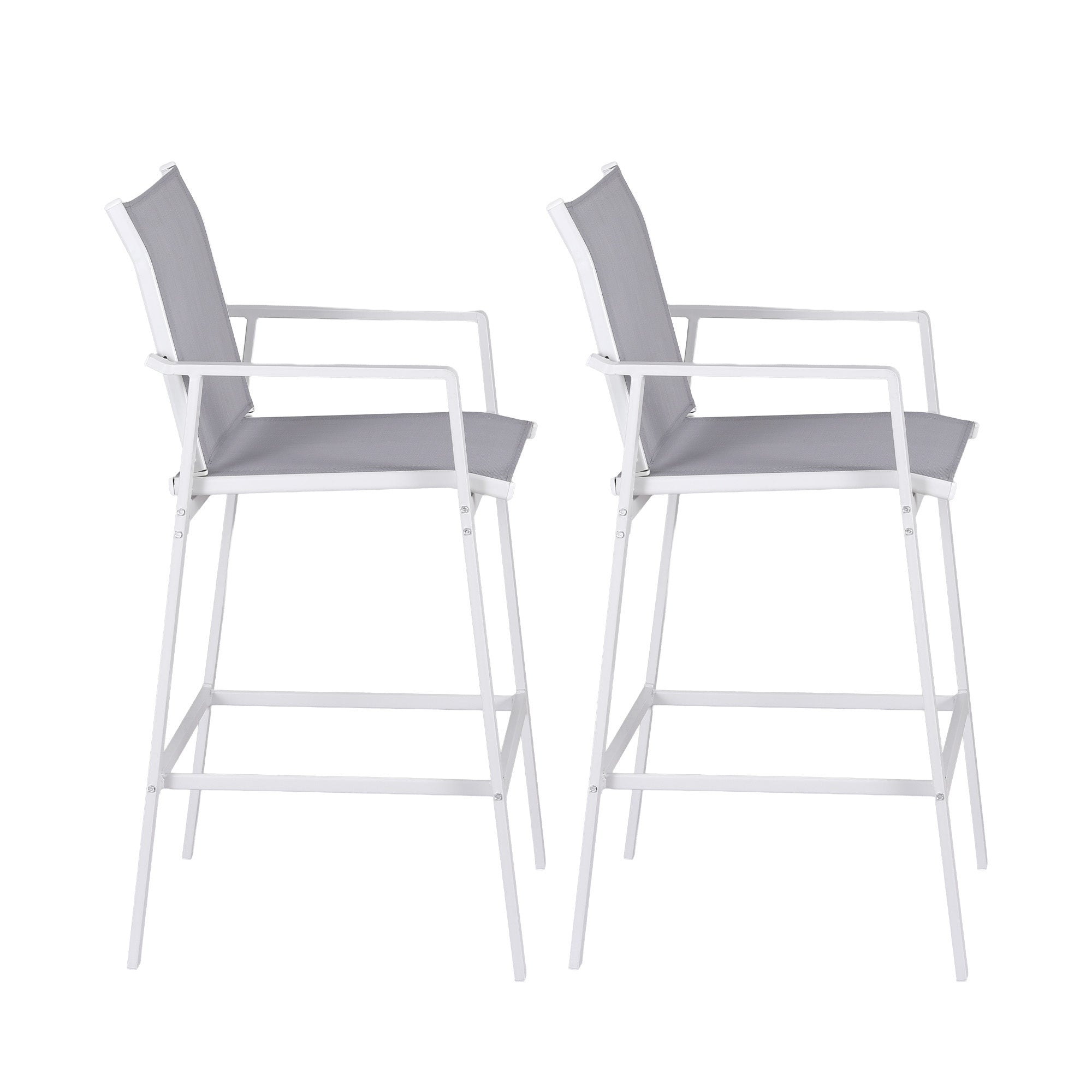 Gardeon 2PC Outdoor Bar Stools Dining Chairs Patio Furniture Garden Steel Textilene White-Furniture > Bar Stools &amp; Chairs > Table &amp; Bar Stools-PEROZ Accessories