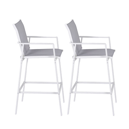 Gardeon 2PC Outdoor Bar Stools Dining Chairs Patio Furniture Garden Steel Textilene White-Furniture > Bar Stools &amp; Chairs > Table &amp; Bar Stools-PEROZ Accessories