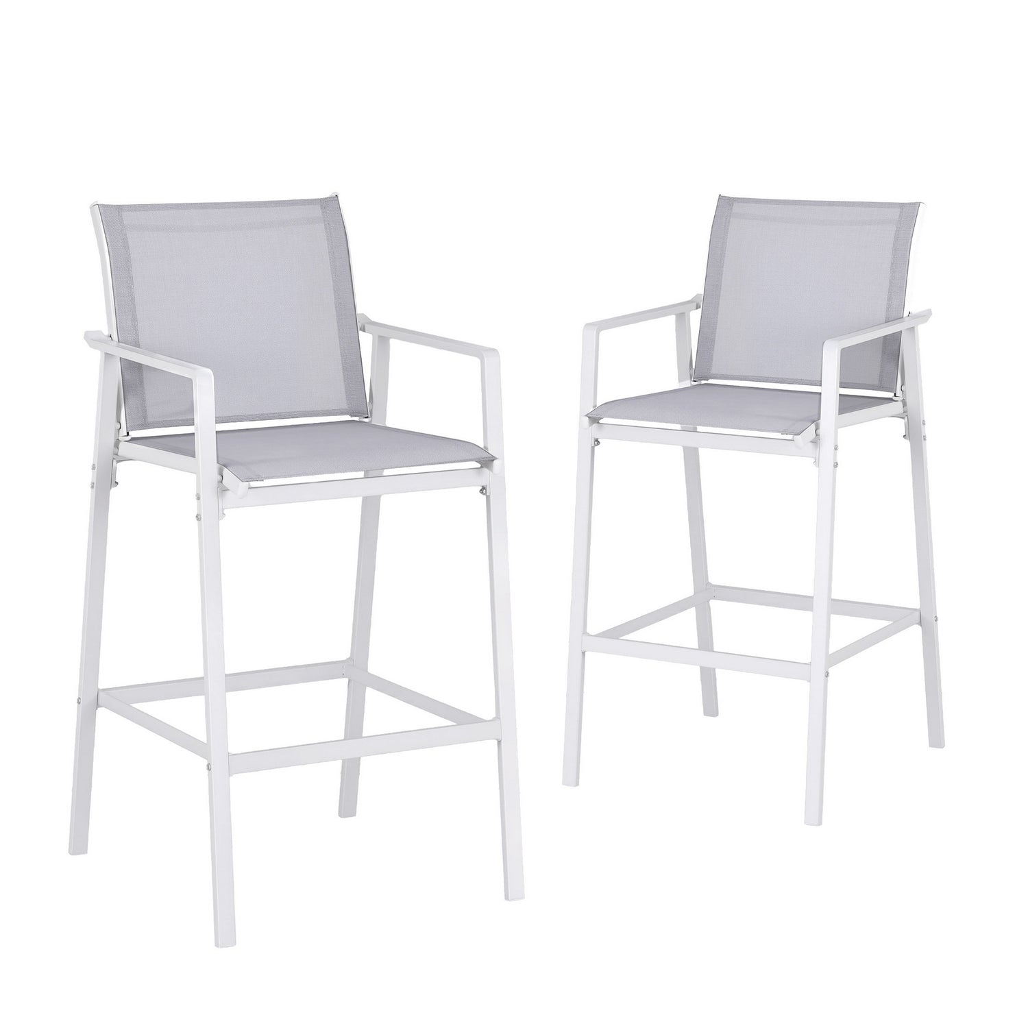 Gardeon 2PC Outdoor Bar Stools Dining Chairs Patio Furniture Garden Steel Textilene White-Furniture > Bar Stools &amp; Chairs > Table &amp; Bar Stools-PEROZ Accessories