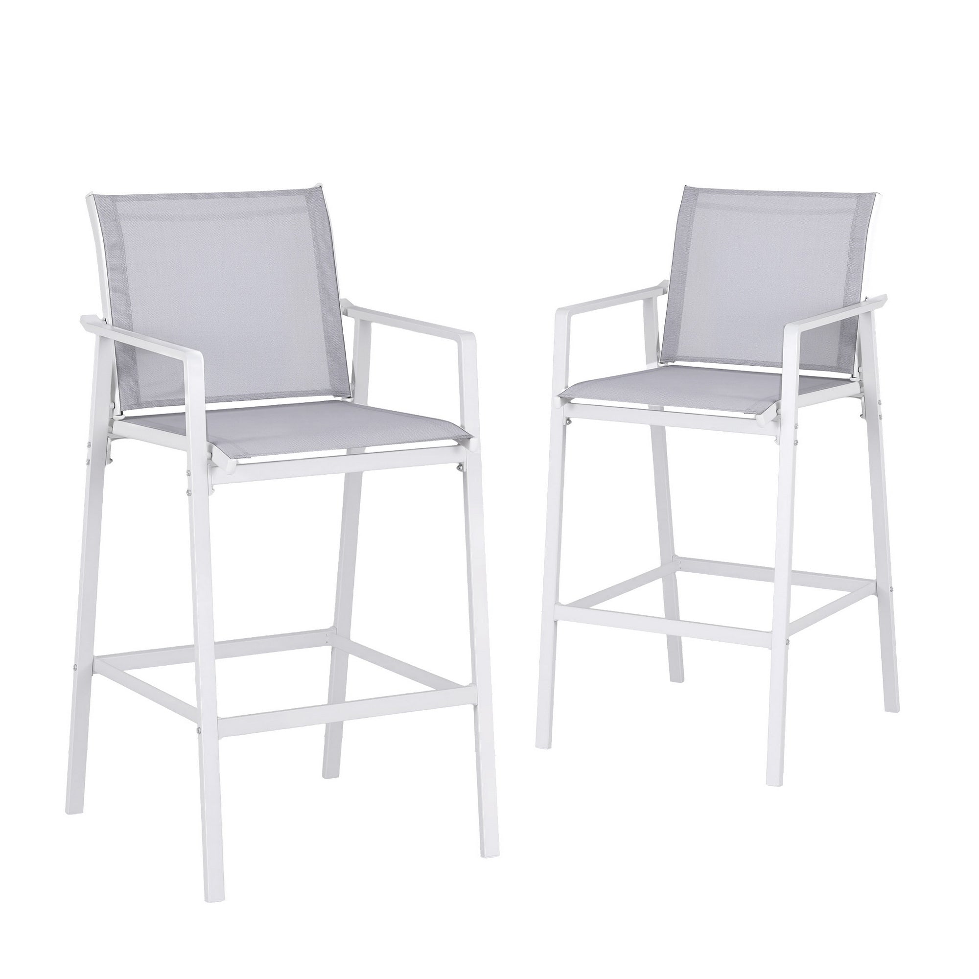 Gardeon 2PC Outdoor Bar Stools Dining Chairs Patio Furniture Garden Steel Textilene White-Furniture > Bar Stools &amp; Chairs > Table &amp; Bar Stools-PEROZ Accessories