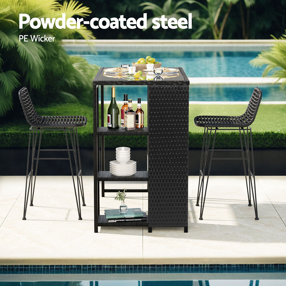 Gardeon Outdoor Bar Set Patio Furniture Dining Chairs Table and Chairs Wicker-Furniture &gt; Outdoor &gt; Outdoor Dining Sets-PEROZ Accessories