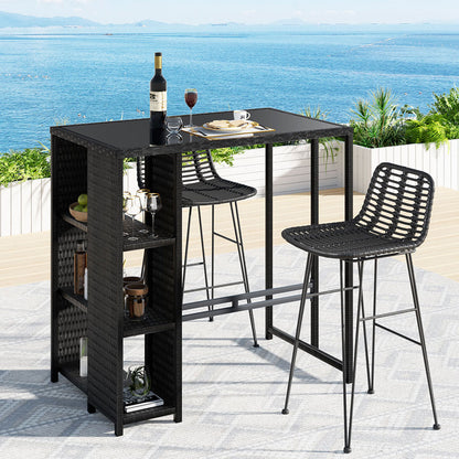 Gardeon Outdoor Bar Set Patio Furniture Dining Chairs Table and Chairs Wicker-Furniture &gt; Outdoor &gt; Outdoor Dining Sets-PEROZ Accessories