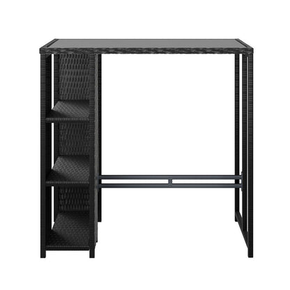 Gardeon Outdoor Bar Table Wicker Dining Bistro Glass Desk Steel Patio Furniture Black-Furniture &gt; Bar Stools &amp; Chairs &gt; Table &amp; Bar Stools-PEROZ Accessories