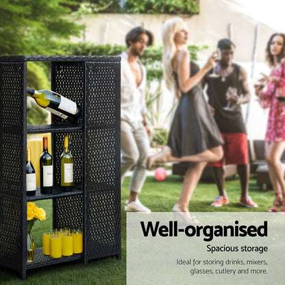 Gardeon Outdoor Bar Table Wicker Dining Bistro Glass Desk Steel Patio Furniture Black-Furniture &gt; Bar Stools &amp; Chairs &gt; Table &amp; Bar Stools-PEROZ Accessories