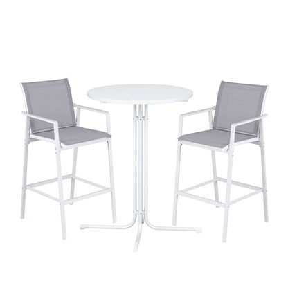 Gardeon 3PC Outdoor Bar Set Stools Dining Chairs Table Patio Furniture Bistro Set Steel White-Furniture > Bar Stools &amp; Chairs > Table &amp; Bar Stools-PEROZ Accessories