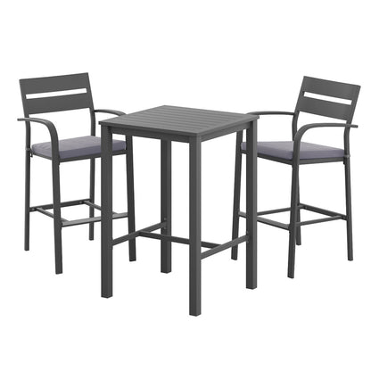 Gardeon 3Pcs Outdoor Bar Set Stools Dining Chairs Table Patio Aluminium Bistro Set Black-Furniture &gt; Outdoor &gt; Outdoor Dining Sets-PEROZ Accessories