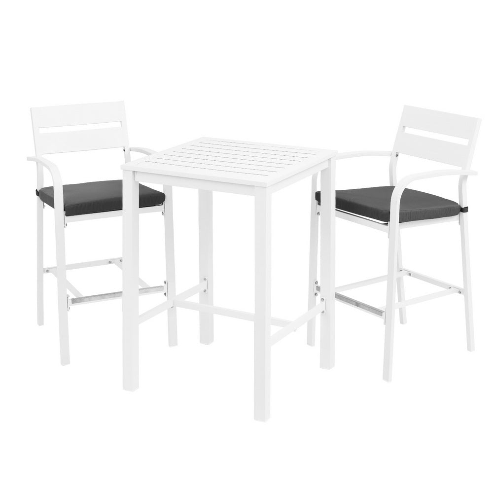 Gardeon Outdoor Bar Set Stools 3-Piece Dining Chairs Table Patio Aluminium Bistro Set-Furniture &gt; Outdoor &gt; Outdoor Dining Sets-PEROZ Accessories
