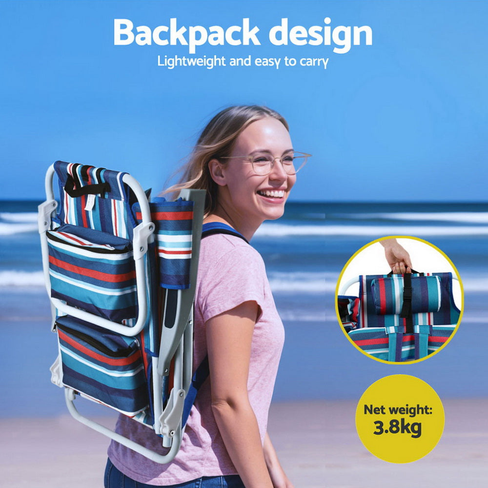 Gardeon Outdoor Chairs Beach Chair Backpack Cooler Storage Lightweight Fishing Blue-Furniture &gt; Outdoor &gt; Outdoor Sofas &amp; Lounge Sets-PEROZ Accessories