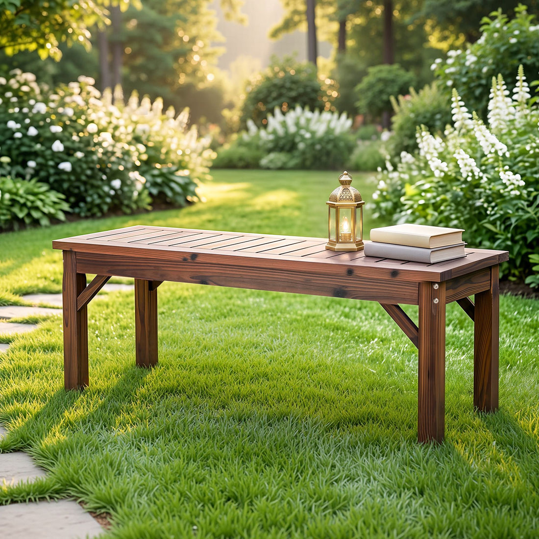 Gardeon Garden Benches Garden Seating Backless Timber Seat 120cm Brown-Furniture > Outdoor > Outdoor Chairs-PEROZ Accessories