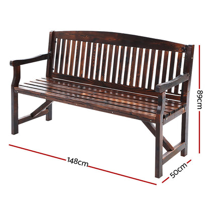 Gardeon 5FT Outdoor Garden Bench Wooden 3 Seat Chair Patio Furniture Charcoal-Outdoor Benches-PEROZ Accessories