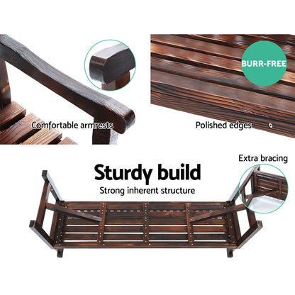 Gardeon 5FT Outdoor Garden Bench Wooden 3 Seat Chair Patio Furniture Charcoal-Outdoor Benches-PEROZ Accessories