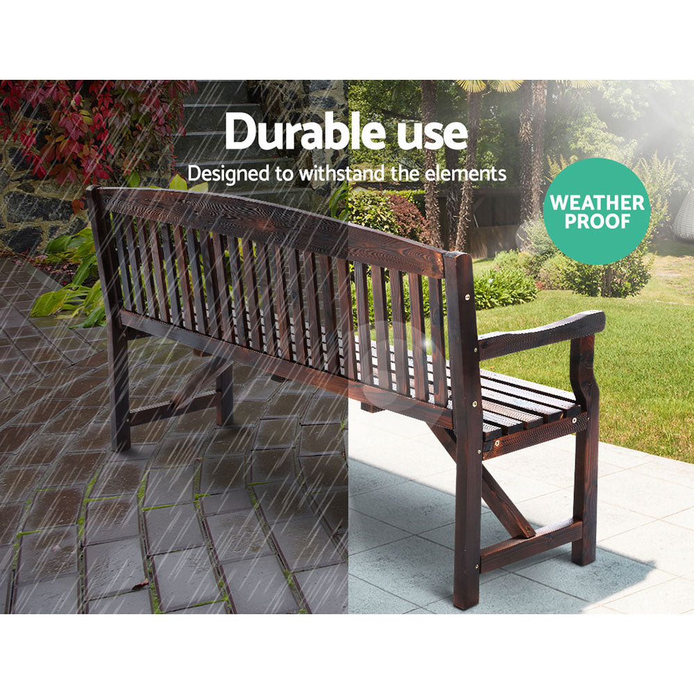 Gardeon 5FT Outdoor Garden Bench Wooden 3 Seat Chair Patio Furniture Charcoal-Outdoor Benches-PEROZ Accessories