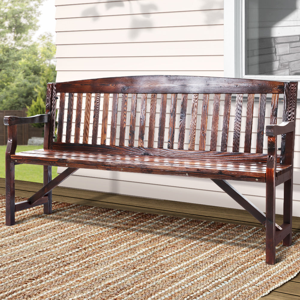 Gardeon 5FT Outdoor Garden Bench Wooden 3 Seat Chair Patio Furniture Charcoal-Outdoor Benches-PEROZ Accessories